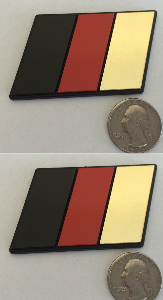 Set of 2 - German Flag Racing Euro Badges (BRG: Black, Red, Gold) - Medium Size