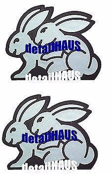 2 Pack - Silver/Chrome Bunny Rabbits Badges